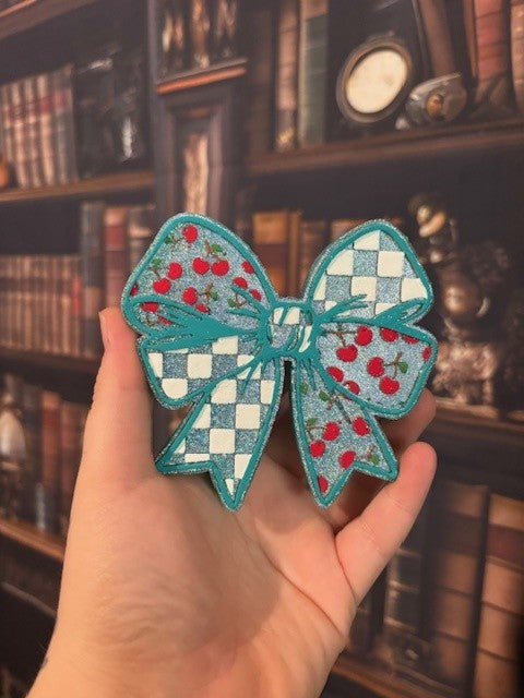 Checkered Cherry Bow