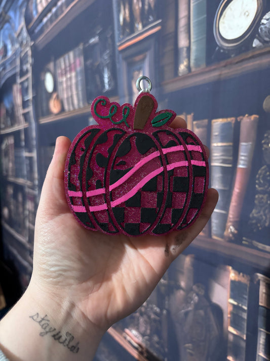 Checkered Cow Print Pumpkin
