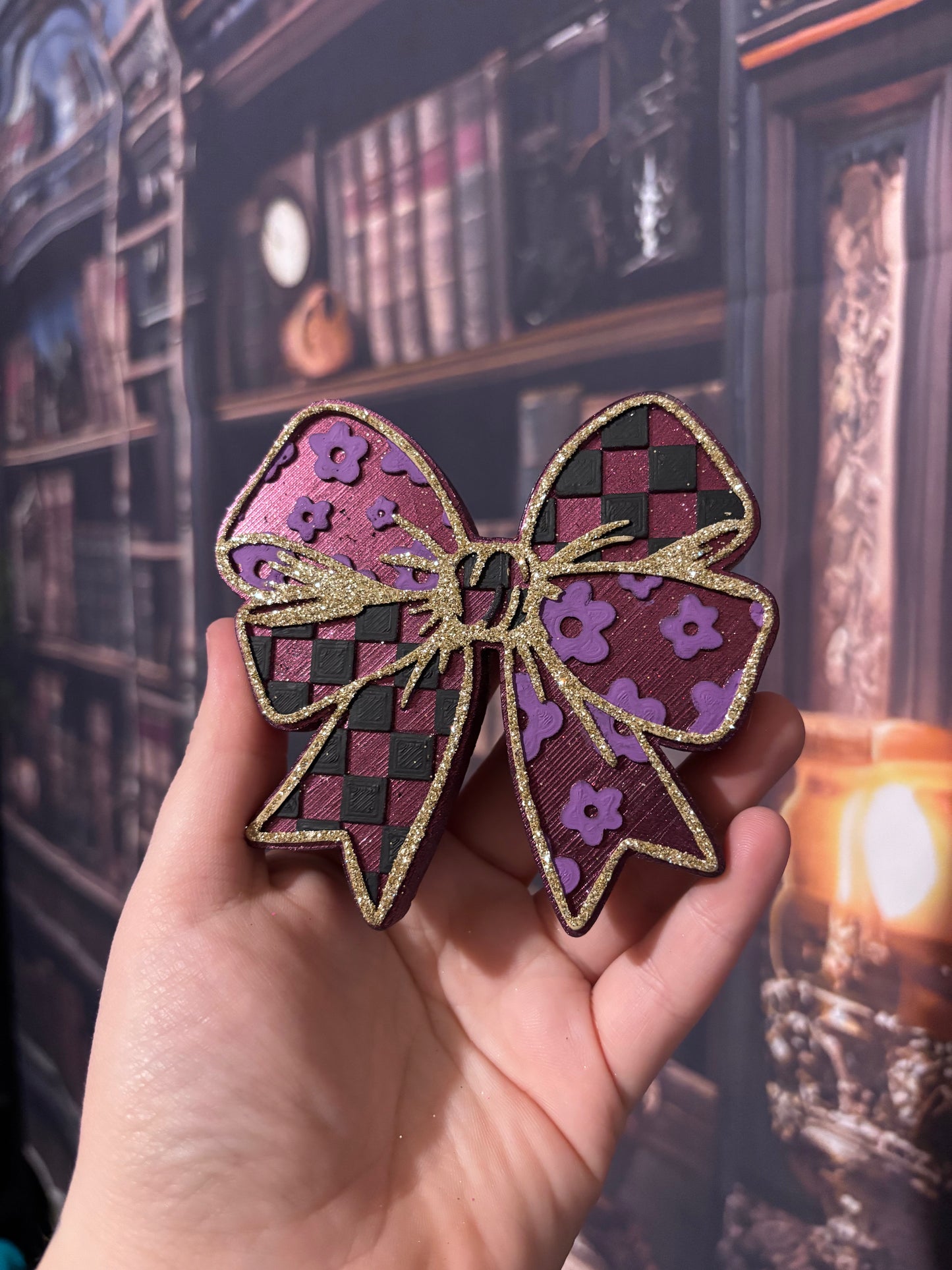 Checkered Flower Bow