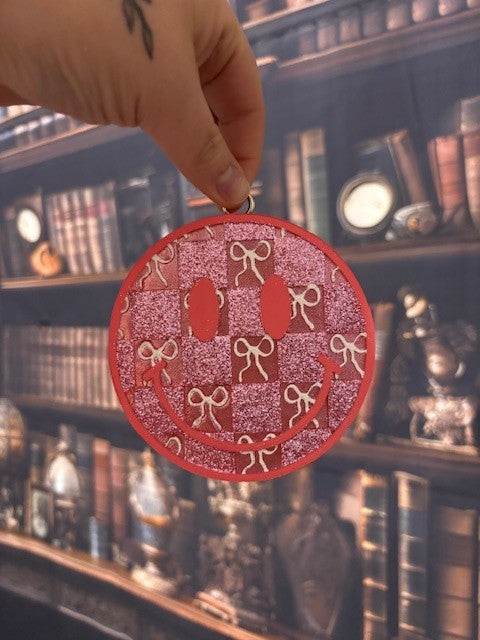 Checkered Bow Smiley Face